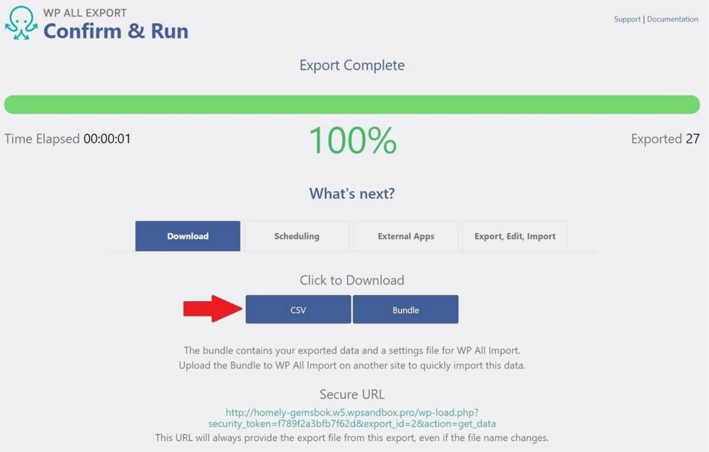 Confirm and Run Screen