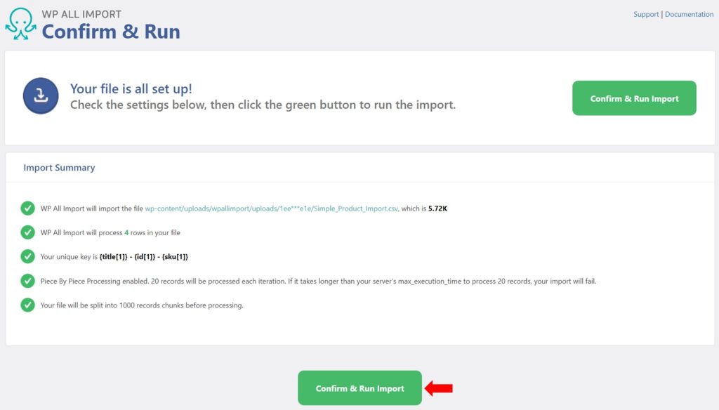 Add New WooCommerce Simple Products Confirm and Run