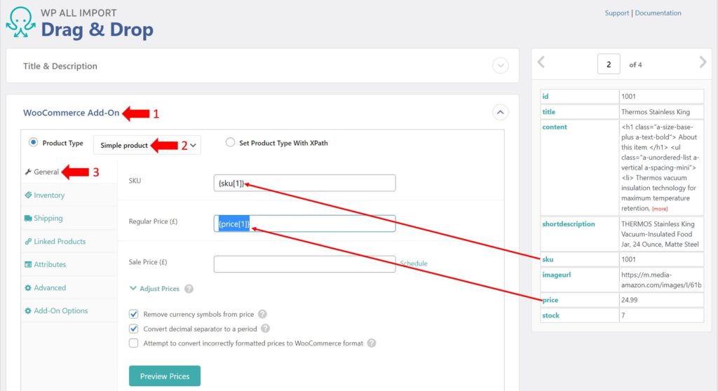 Add New WooCommerce Simple Products Drag and Drop WC General