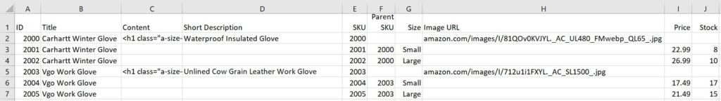 Add New WooCommerce Variable Products Spreadsheet