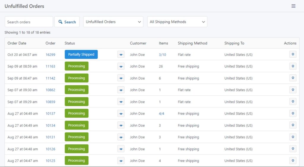 AST Fulfillment Manager Unfulfilled Orders