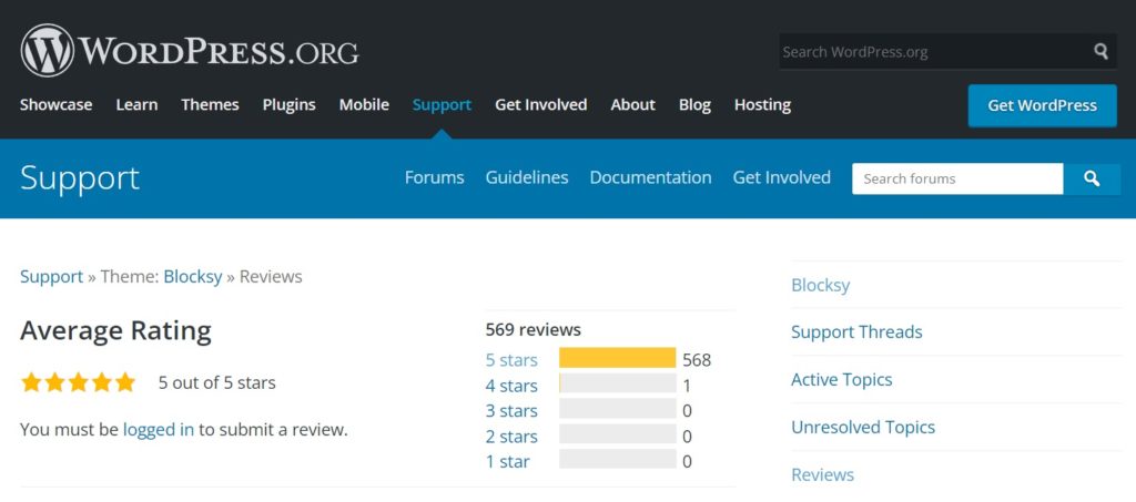 Blocksy Review Ratings