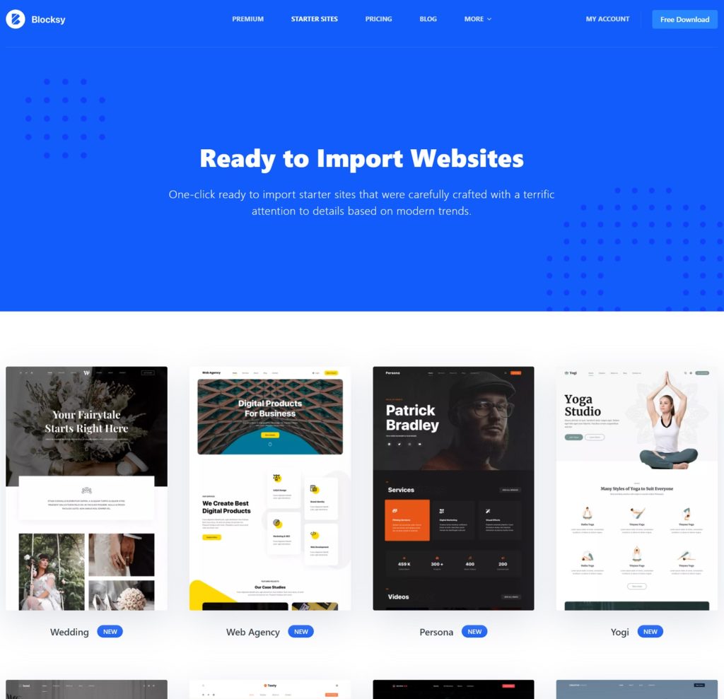 Blocksy Starter Websites