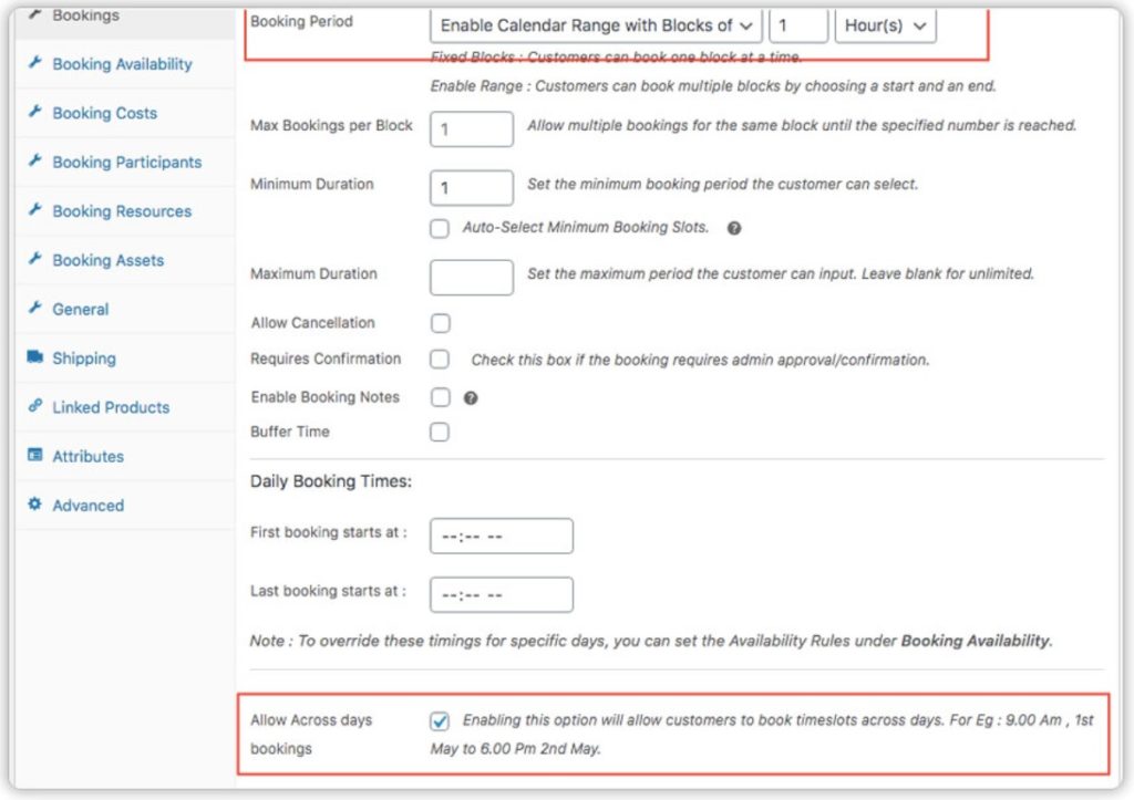 Bookings That Span Multiple Days