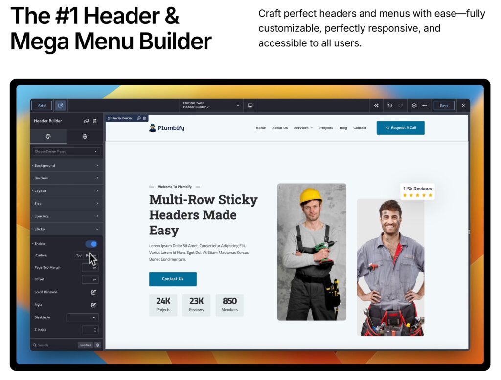 Breakdance menu & header builder