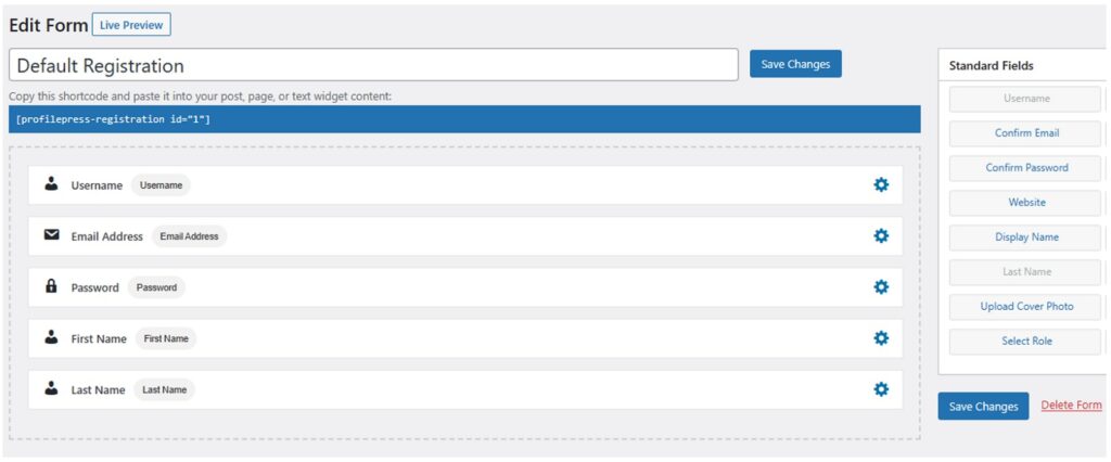 Custom WordPress Registration Edit Form