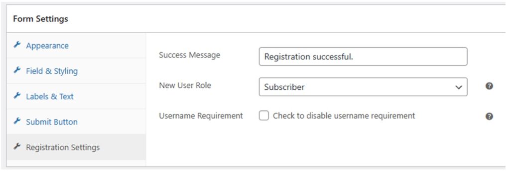 Custom WordPress Registration Form Settings 5