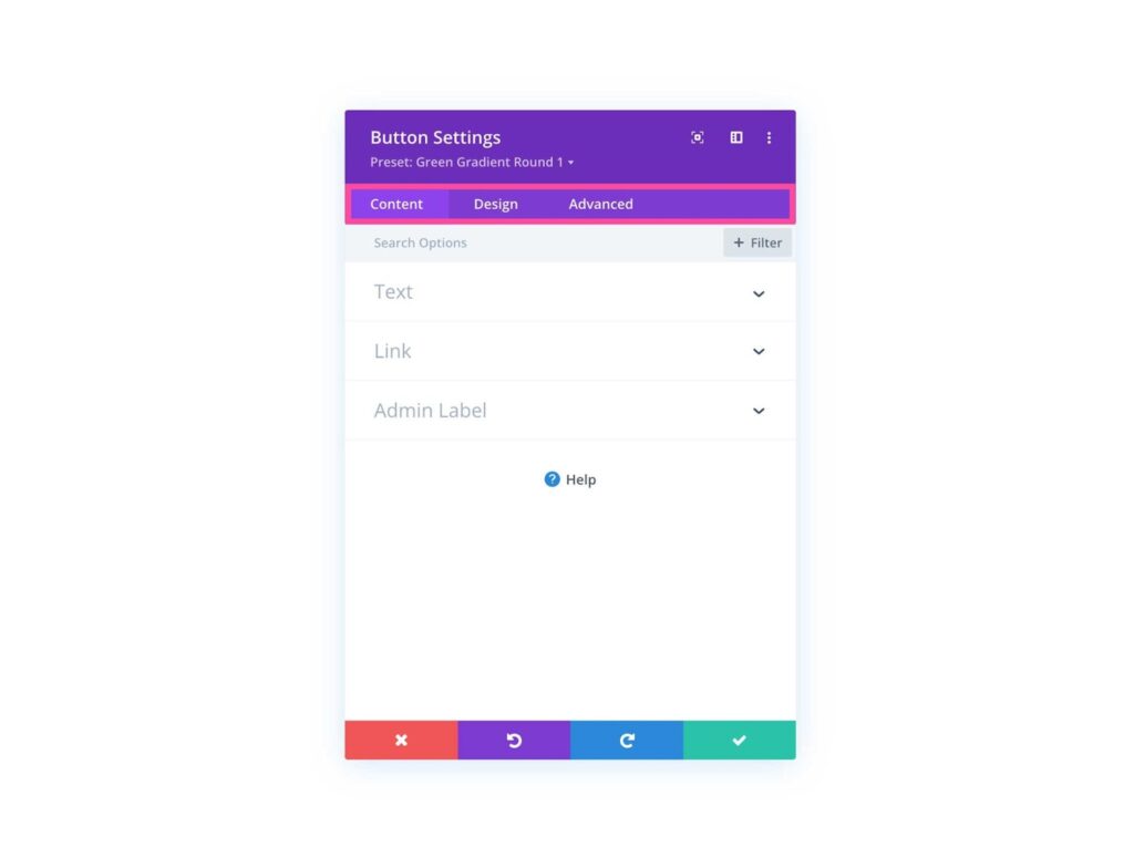 Divi interface