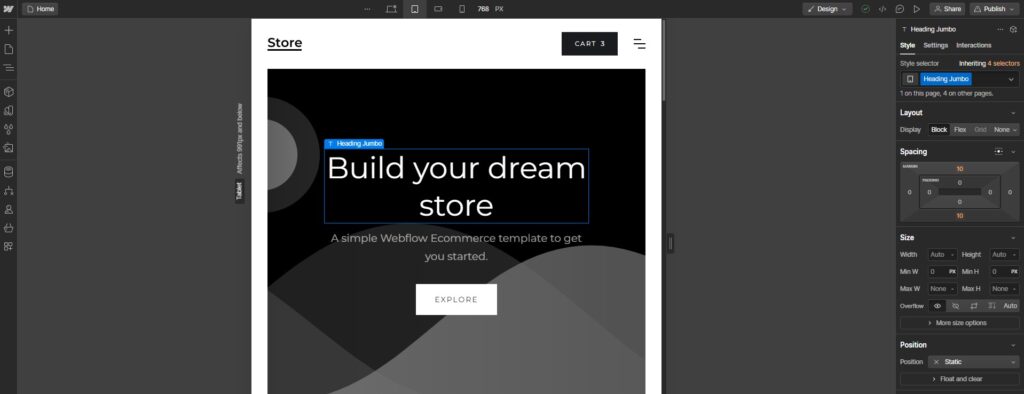 Webflow interface