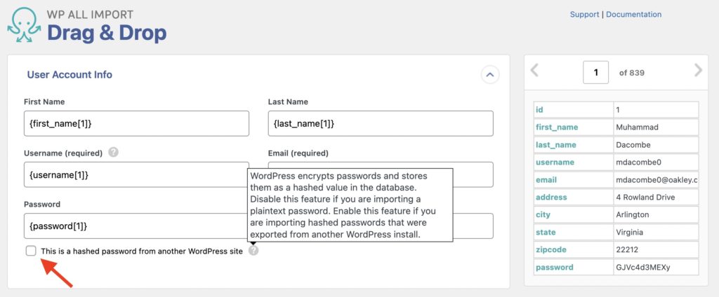 Hashed Passwords