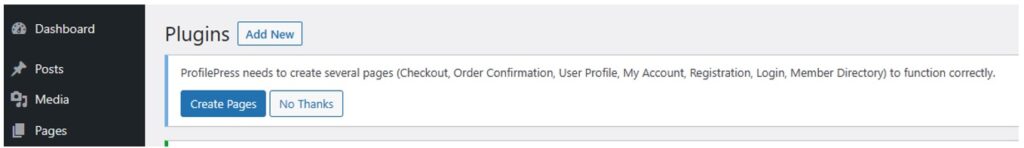 ProfilePress Create Pages