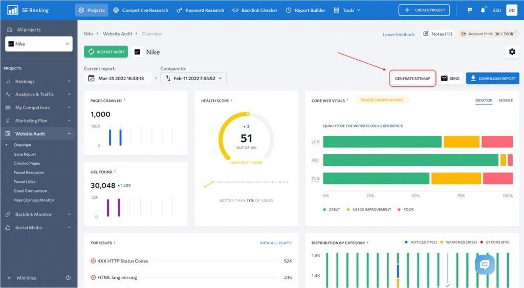 SE Ranking Website Audit