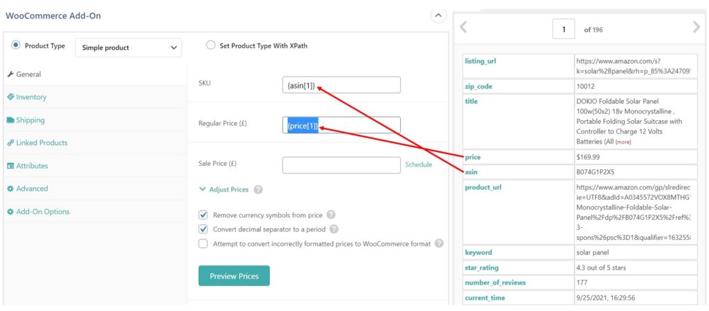 Web Scraping Field Mapping