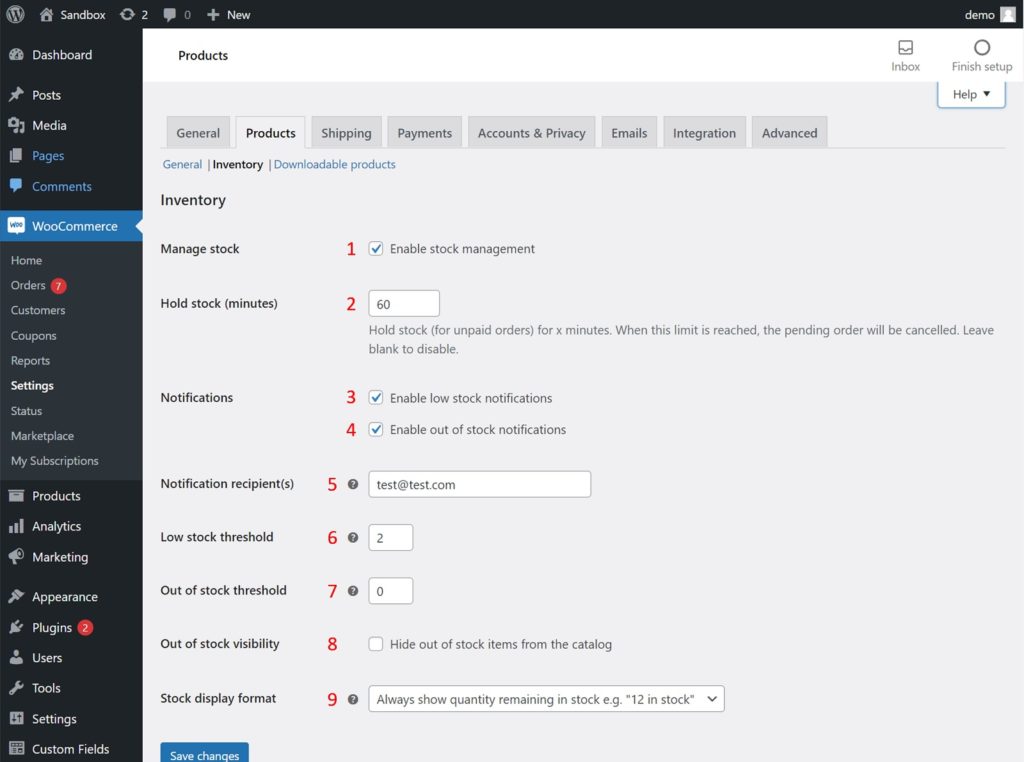 WooCommerce Global Inventory Settings