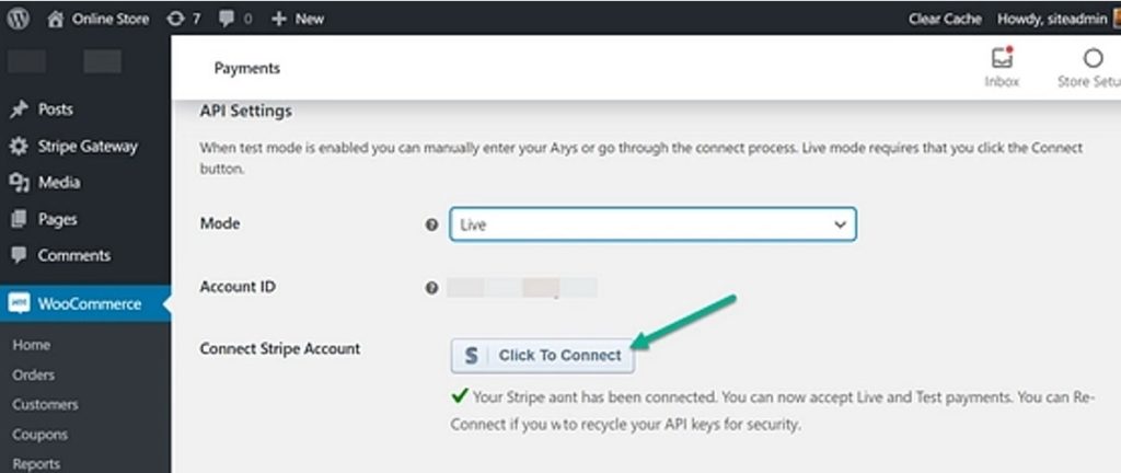 WooCommerce Payments API Settings
