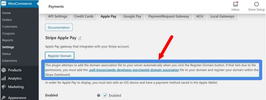 Apple Pay Stripe Settings