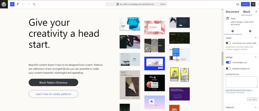 WordPress Block Pattern directory
