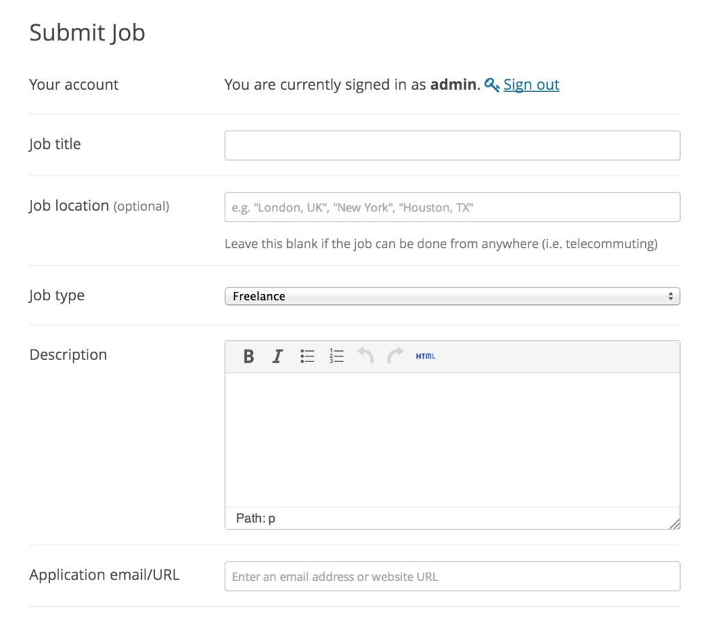 WP Job Manager Front-End Job Form