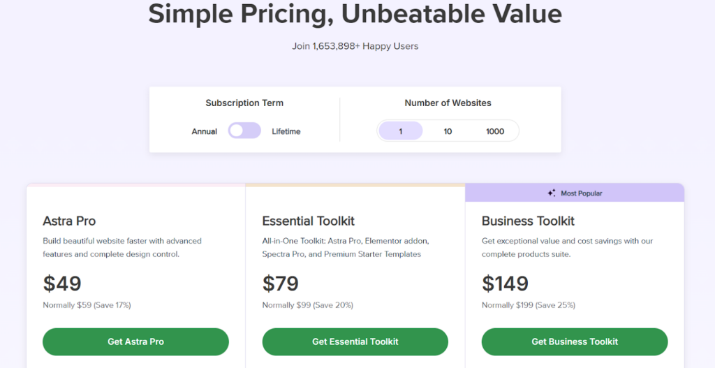 Astra annual pricing