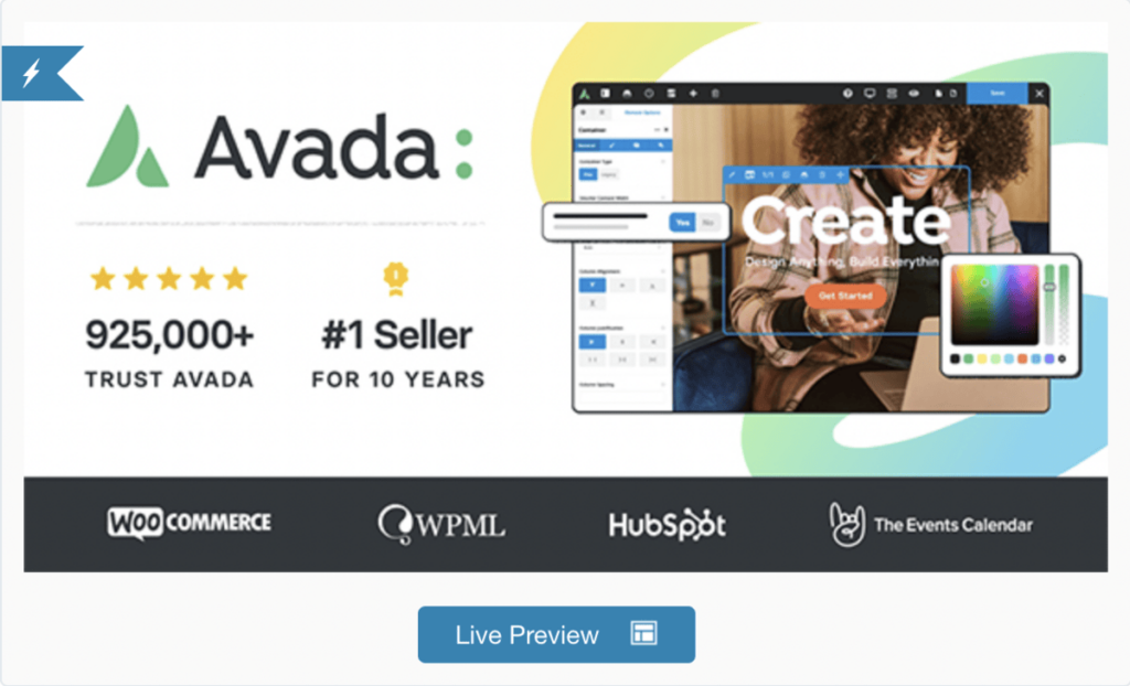 Avada homepage