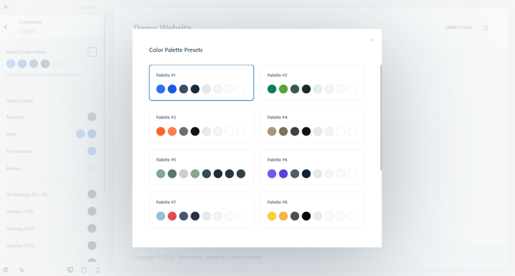 Blocksy color palette