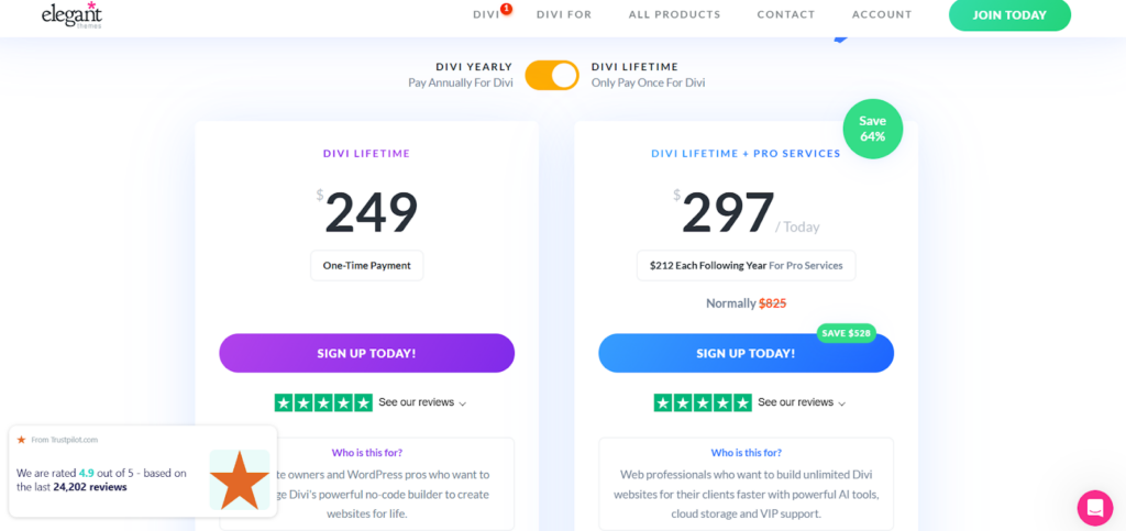 Divi lifetime pricing