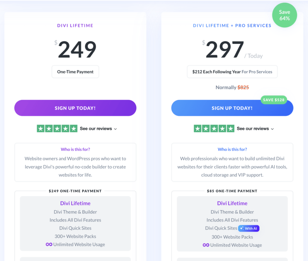 Divi lifetime pricing