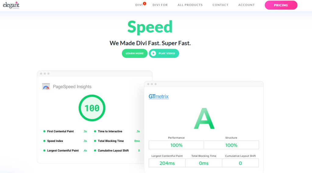 Divi speed