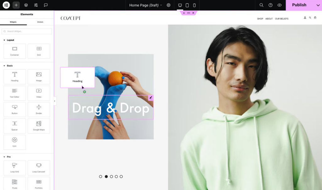 Elementor interface elements