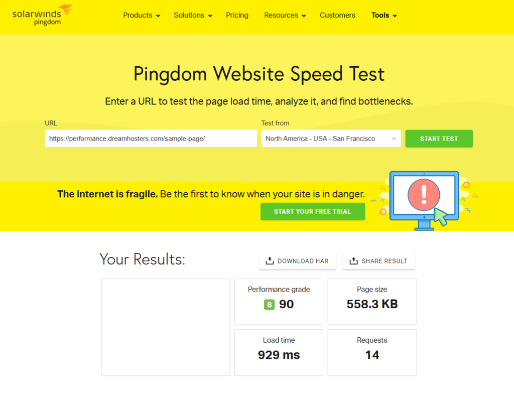 Elementor speed test
