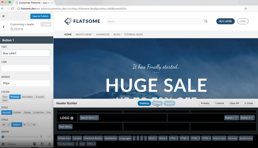 Flatsome user interface
