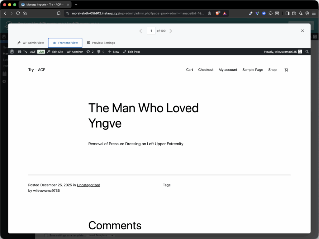 Frontend View