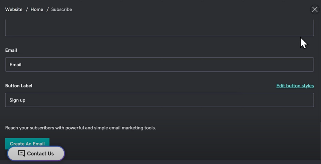 Godaddy email sign up section