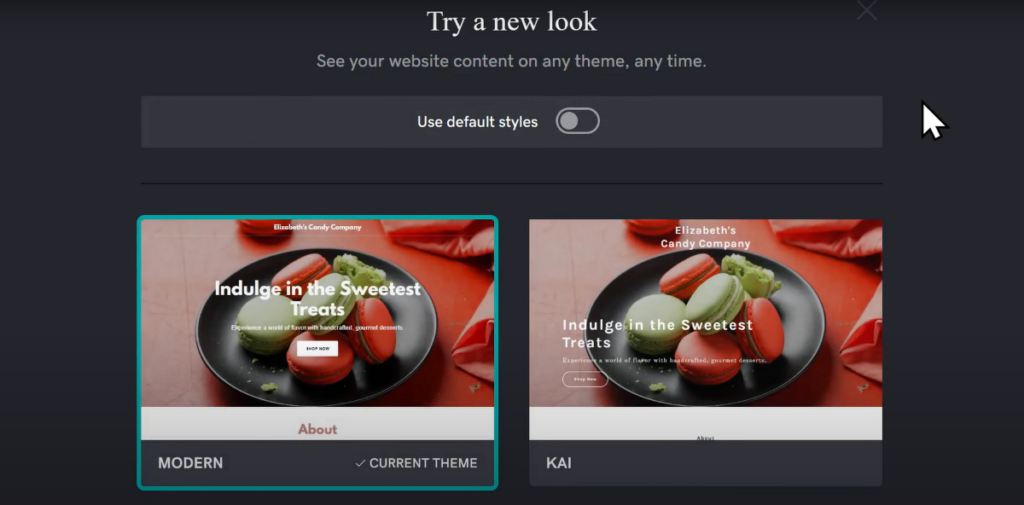 godady website builder change theme