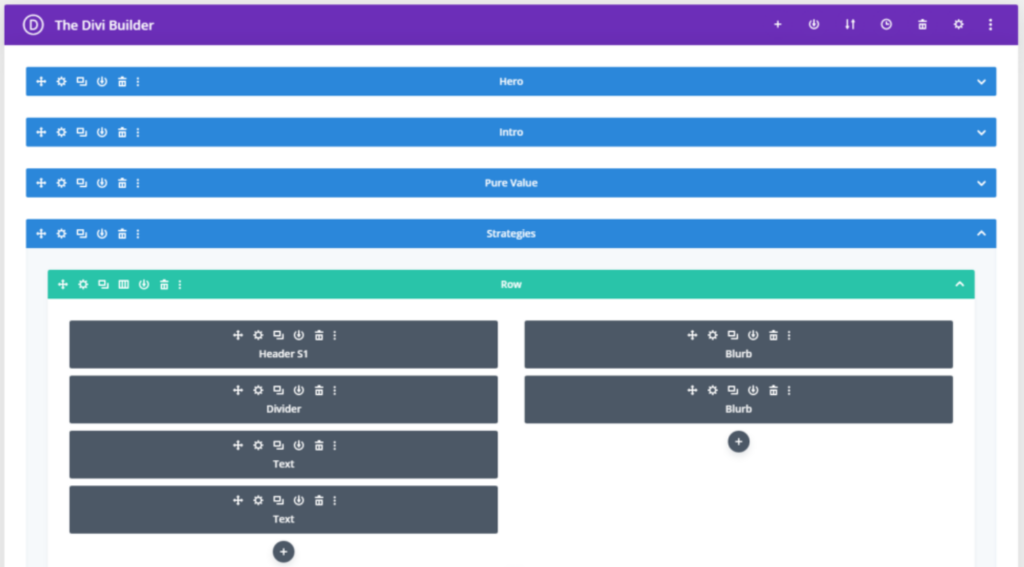 Divi Builder - Wire Frame Editor
