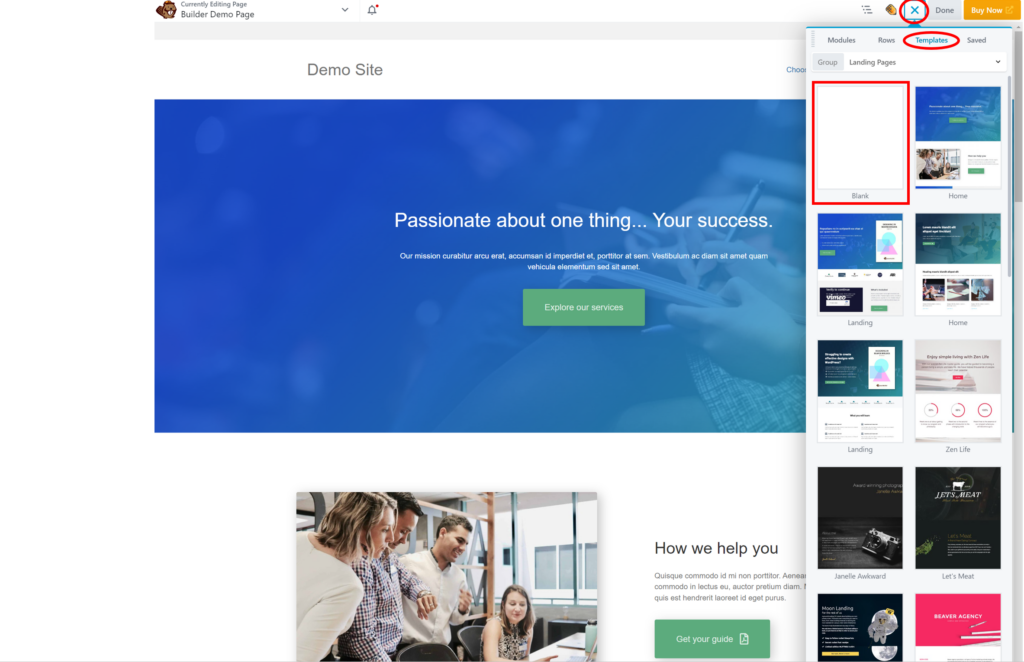 Beaver Builder Review — Demo Screen