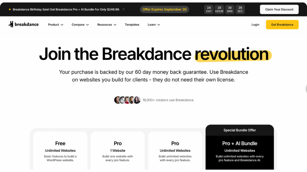Breakdance Pricing Page