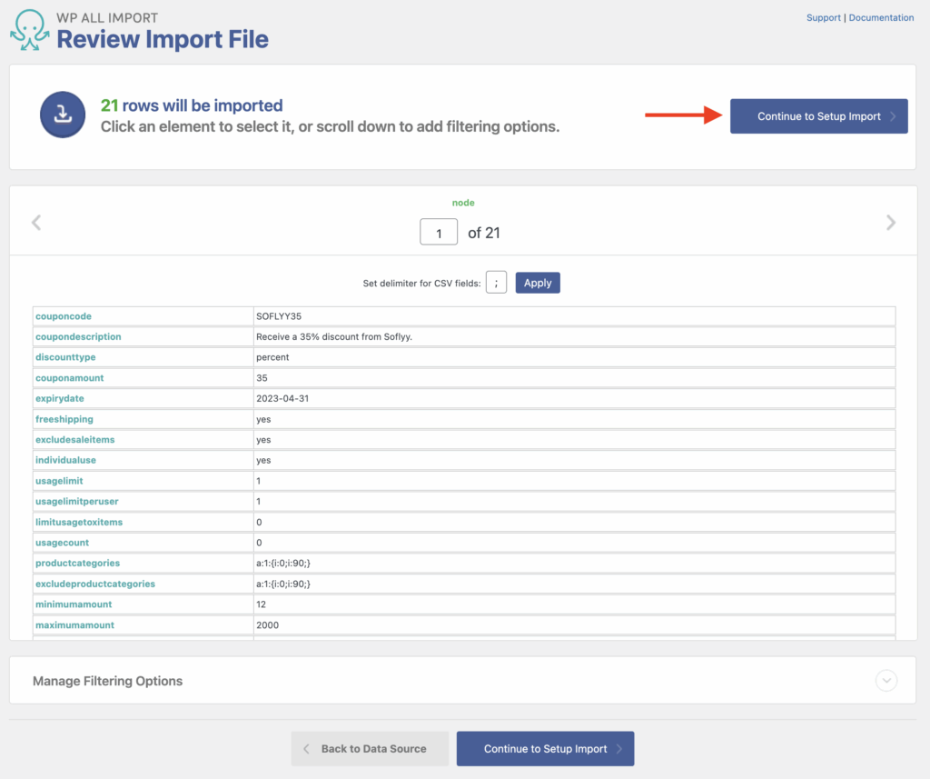 Import WooCommerce Coupons Check the Import File