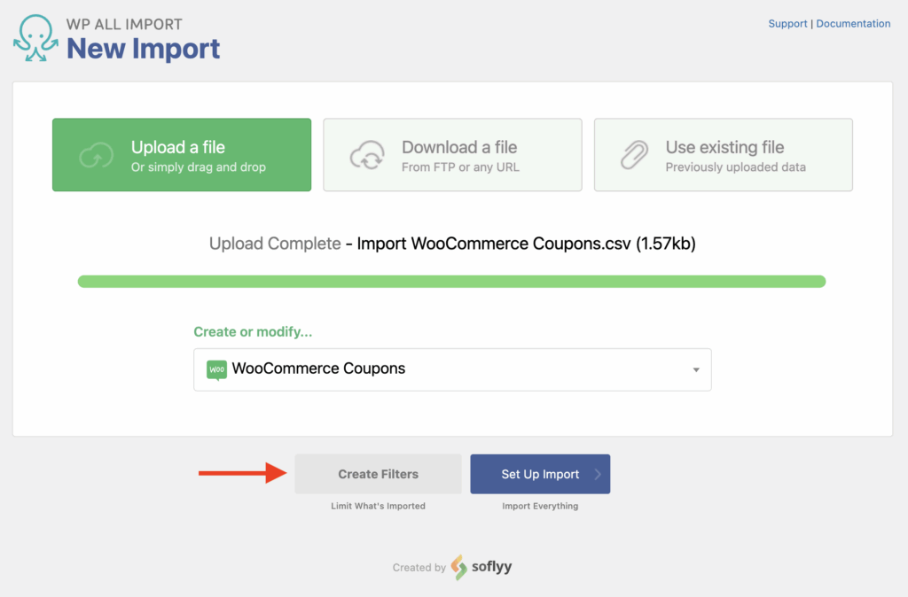 Import WooCommerce Coupons Create New Import