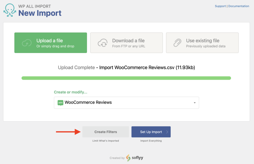 Import WooCommerce Reviews Create New Import