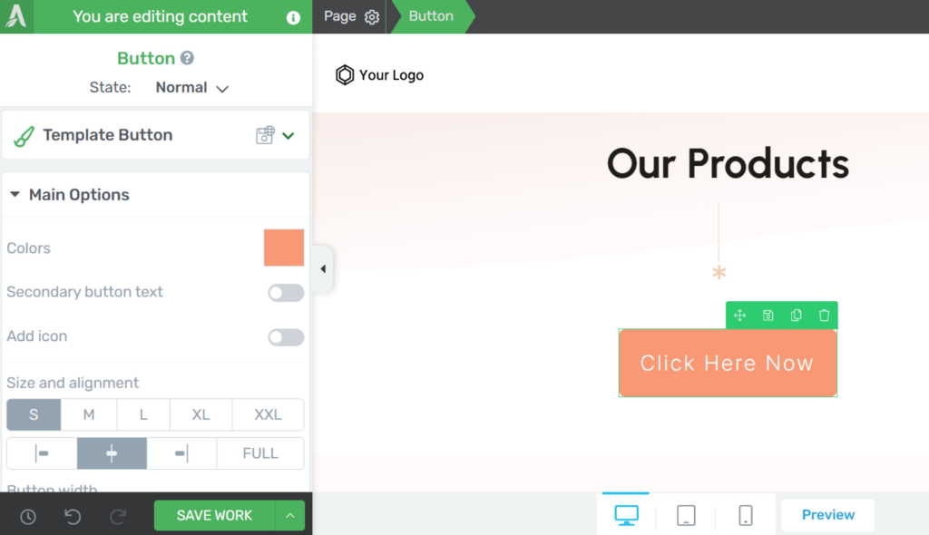 Thrive Architect user interface