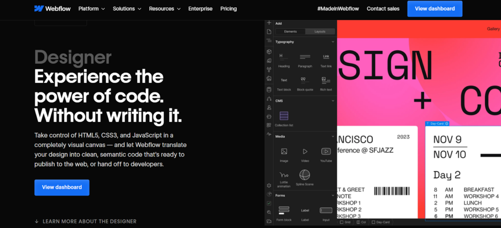 Webflow designer