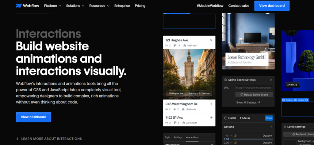 Webflow interactions